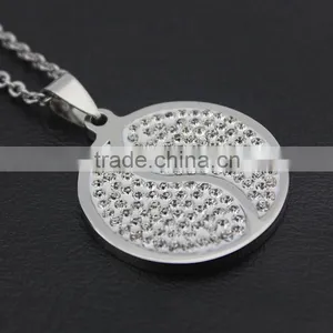 Stainless Steel Diamond Tai Chi Yin Yang Necklace Jewelry Wholesale thumbnail-4