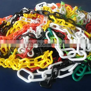 China Manufacturer Yellow Plastic Link Chain Used With Barrier Between Floor Safety or Warning Signs thumbnail-3
