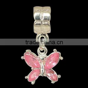 Vnistar Silver Plated European Dangle Charm Hanging Beads Pink&purple Butterfly Shaped for Charm Jewelry PBD1988 thumbnail-2