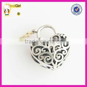 Love Heart Charm 925 Sterling Silver Key and Lock Charm Beads Jewelry Finding thumbnail-1