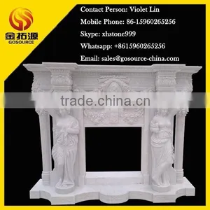 White Marble Decorative Woman Stone Fireplace thumbnail-1