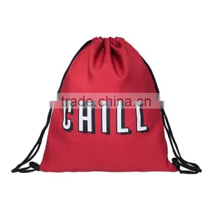 High Quality 3D Printed Chill Red Recycled Rope Drawstring Bag thumbnail-1