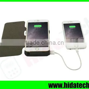 Wholesale 10000mah Mobile Phone Backup Battery Case for IPhone 6 Plus With Flip Leather Cover thumbnail-4