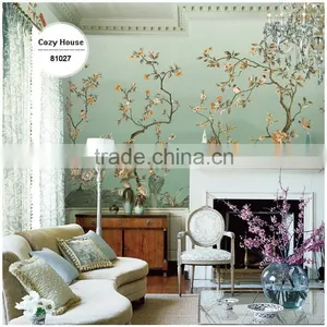 Cheapest Printed Special Effect Wallpaper, Pastoral Floral Wall Mural for Home Decor , Small Scale Wall Paper Roll thumbnail-1