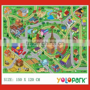 Big Size 1.2X1.5m Baby Play Mat With Mini Car & Roadblock 2029 thumbnail-1
