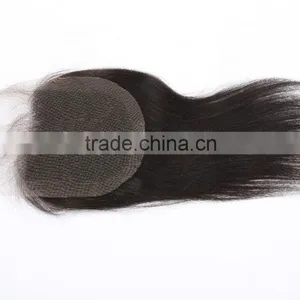 Malaysian Lace Closure Malaysian Virgin Hair Closure 4''X4" Virgin Human Hair Hand Tied Three Part Natural Black thumbnail-1