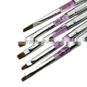 Compact Foldable Metal Handle Acrylic Nail Tip Art Brush Set Flat Brush 5 Pcs NO.2 4 6 8 10 thumbnail-4