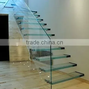 Prefab Modern Glass Straight Floating Stairs Design --YUDI thumbnail-4