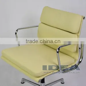 Replica Charles Low Back Soft Pad Meeting Chair - Cream White Color Genuine Leather thumbnail-6