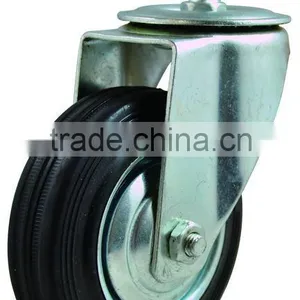 Rubber Wheel Casters, Steel Rim, Industrial Caster Wheel, Screw Stem thumbnail-1