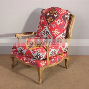 French Wooden Armchair With Ottoman Living Room Furniture thumbnail-2