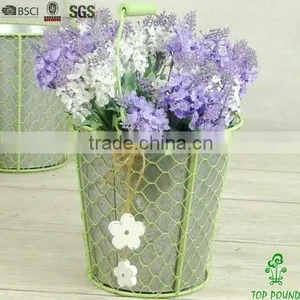 Round Barrel Decorative Green Metal Planters thumbnail-5