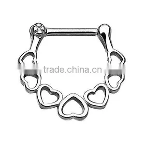 Septum Clicker Linked Heart Septum Ring thumbnail-1
