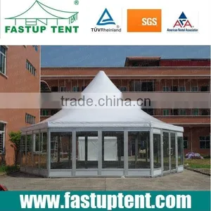White Pvc Wall or Glass Wall Hexagon Pagoda Tent With Diameter From 6m to 12m thumbnail-2