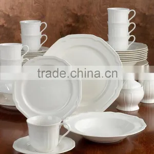 Beautiful Embossed Design Dinner Set White Porcelain Dinnerware thumbnail-6