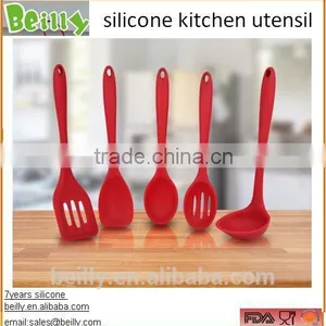 Non-stick Red 5 Pcs Silicone Cooking Utensils for Kitchen thumbnail-1