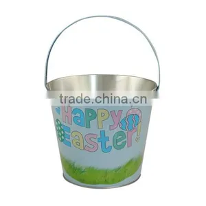 Small Christmas Round Tin Ice Bucket With Handle thumbnail-2