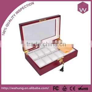 Strong Plexiglass Window Red Glossy Finishing 12 Watches Display Box thumbnail-1