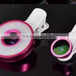 12 LED Camera Flash Fill Light 6 in 1 USB Selfie LED Spotlight for Smartphone With Fish Eye Lens Wide Angle Lens Microspur Lens thumbnail-3