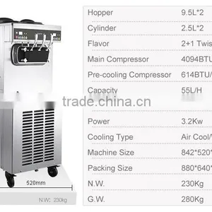 Hot Sale S970F Door to Door Service Frozen Yogurt Soft Ice Cream Machin 3-flavor thumbnail-6