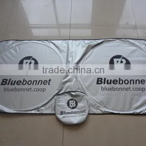 Car Printing Logo for Customized Design/nylon Two Circle Front Window Sunshade thumbnail-2
