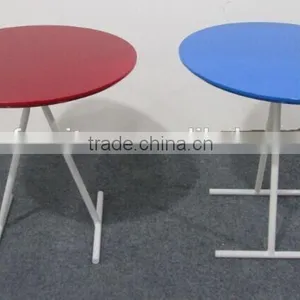 Small 3 Metal Legs Round Wood Side Table thumbnail-2