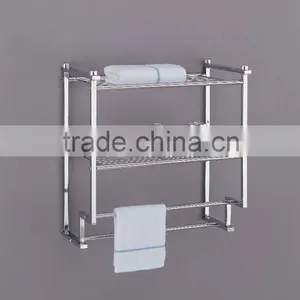 2 Tier Bathroom Metal Wall Mount Shelf Storage Rack thumbnail-1