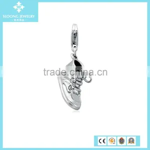 Silver Pendants Engraveable Baby Shoe Charm in Sterling Silver thumbnail-2