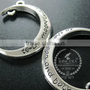 30mm Vintage Antique Silver Metal Carve Words Love You to the Moon and Back DIY Pendant Charm 1830067 thumbnail-3
