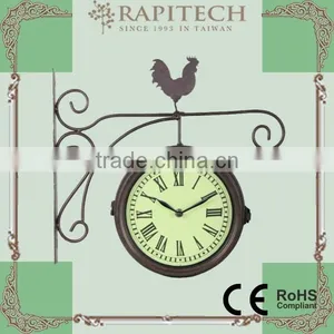 Dual Face Rooster Decorative Outdoor Metal Garden Clock thumbnail-1