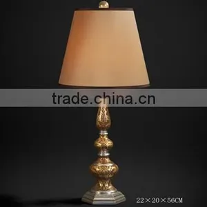 Antique Wood Carved Vase Shaped Table Lamp With Shade, Wooden Desk Lamp Painting With Sexy Leopard, Home Decorative Art & Crafts thumbnail-3
