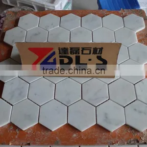Bianco Carrara White Marble Mosaic Tile 12x12 Small Hexagon Competitive Price thumbnail-2