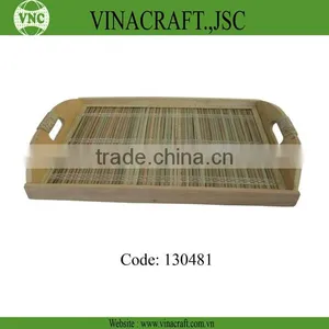Antique Bamboo Tray With Two Sub thumbnail-6