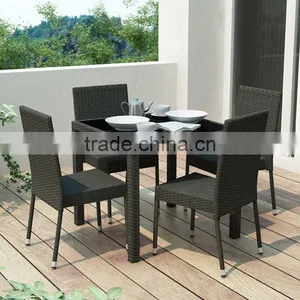 2017 Trade Assurance Hot Sale Customized pe Black Rattan Resin Wicker Dining Table Set Designs thumbnail-1