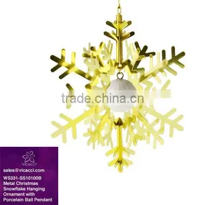 Hot Sale Metal Christmas Snowflake Hanging Ornament Stand With Porcelain Ball Pendant WS331-SS10100B thumbnail-1