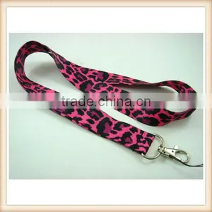 Red Animal Leopard Printed Neck Lanyard Strap Cell Mobile Phone ID Card Keychain thumbnail-1