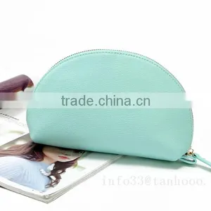 Cosmetic Bag Brass Zipper Top Good PU Leather Hard Cosmetic Bag With Lining thumbnail-2