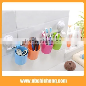 Bathroom Suction Cup Single Hanging Cup Rack Multi-colored Storage Box Wash Cup thumbnail-2