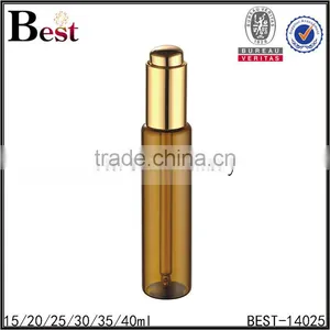 Cosmetic 20ml 30ml Essential Oil Glass Fragrance Perfume Bottle Amber Golden Aluminum Metal Pump Bottle Perfume Glass thumbnail-5