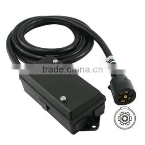 S10371 7-Way 6FT Trailer Plug Cord With 7-Pole Wiring Junction Box - Inline Harness Kit RV Blade Molded Wire Connector thumbnail-2