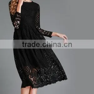 2016 Spring Women Lace Hollow Out Long Dresses Bohemian Femme Sexy Slim Party Dress Vestido thumbnail-2