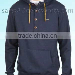 Quarter CVC Fleece Hoody Top With Buttons thumbnail-1