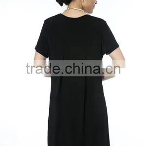 Comfortable Short Sleeve Dresses With Flower Printed Knitted Plus Size Women Dresses thumbnail-6