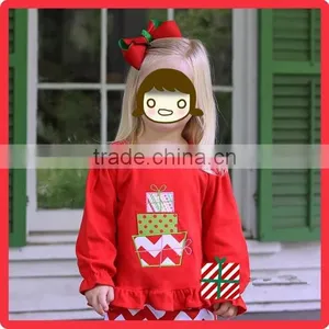 Boutique Remake Children Christmas Clothes Plain Red Top And Red Chevron Pants Set Girl Christmas Costumes thumbnail-2