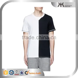 Black and White Contrast Color t Shirt Two Color t Shirt With Reflective Thread thumbnail-1