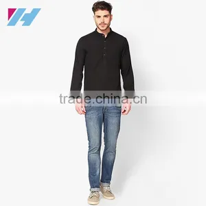 Men Fashion Long Sleeve Knee Length Cotton Kurta Designs thumbnail-5