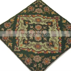 Embroidered Ethnic India Pillow Decor Accent Cushion Cover Kashmir Wool Crafts thumbnail-1