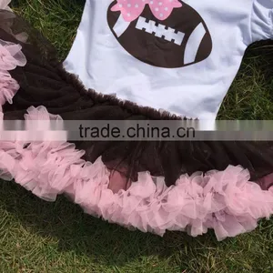 Football Dress New Design Ruffle Dress Clothes Pink Veil Cute Children's Kids Clothes With Matching Necklace and Headband thumbnail-3
