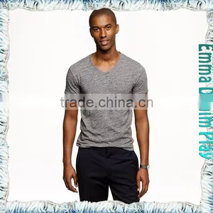 New Style Mens Best Organic Grey Cotton Muscle Fit V Neck T-Shirts Tops Apparel Suppliers thumbnail-1