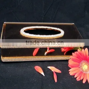 Crystal Tissue Box With Flowers Carved thumbnail-1
